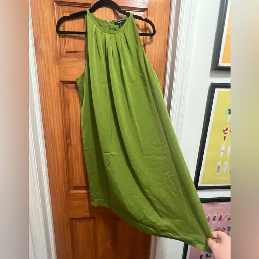 Banana Republic Green Satin Crepe Mini Dress large